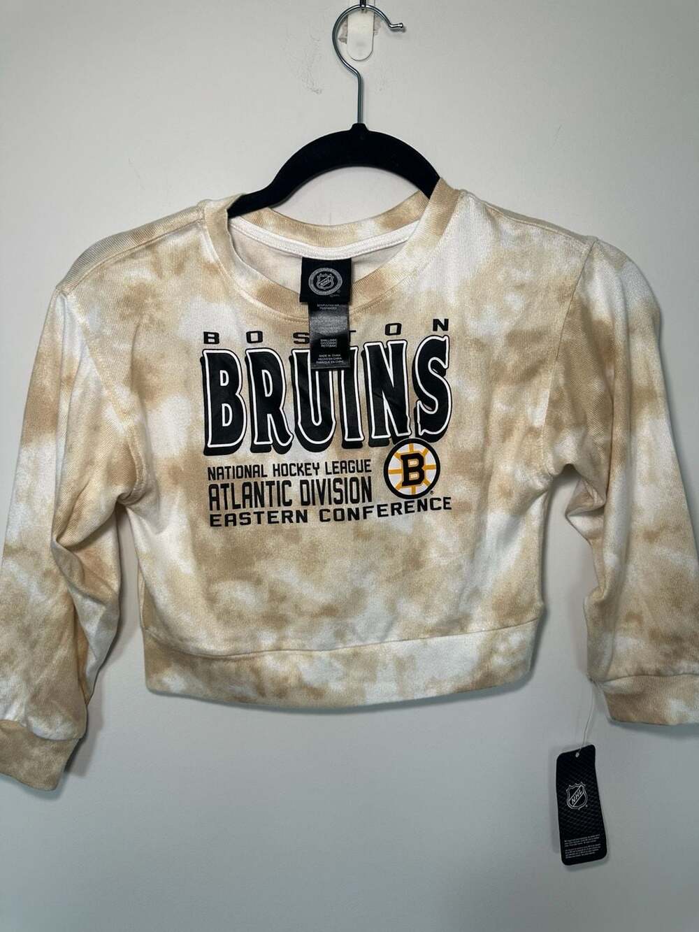 NHL Boston Bruins Tie Dye Long Sleeve Crewneck Sweatshirt Youth Size Small 6/6X